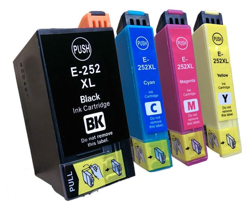 Includes 1 Black 1 Cyan InkjetsClub Remanufactured 4 Pack Ink Cartridge Replacement for Epson 252XL High Yield Ink Cartridge Value Pack 1 Magenta and 1 Yellow Compatible Ink Cartridges 